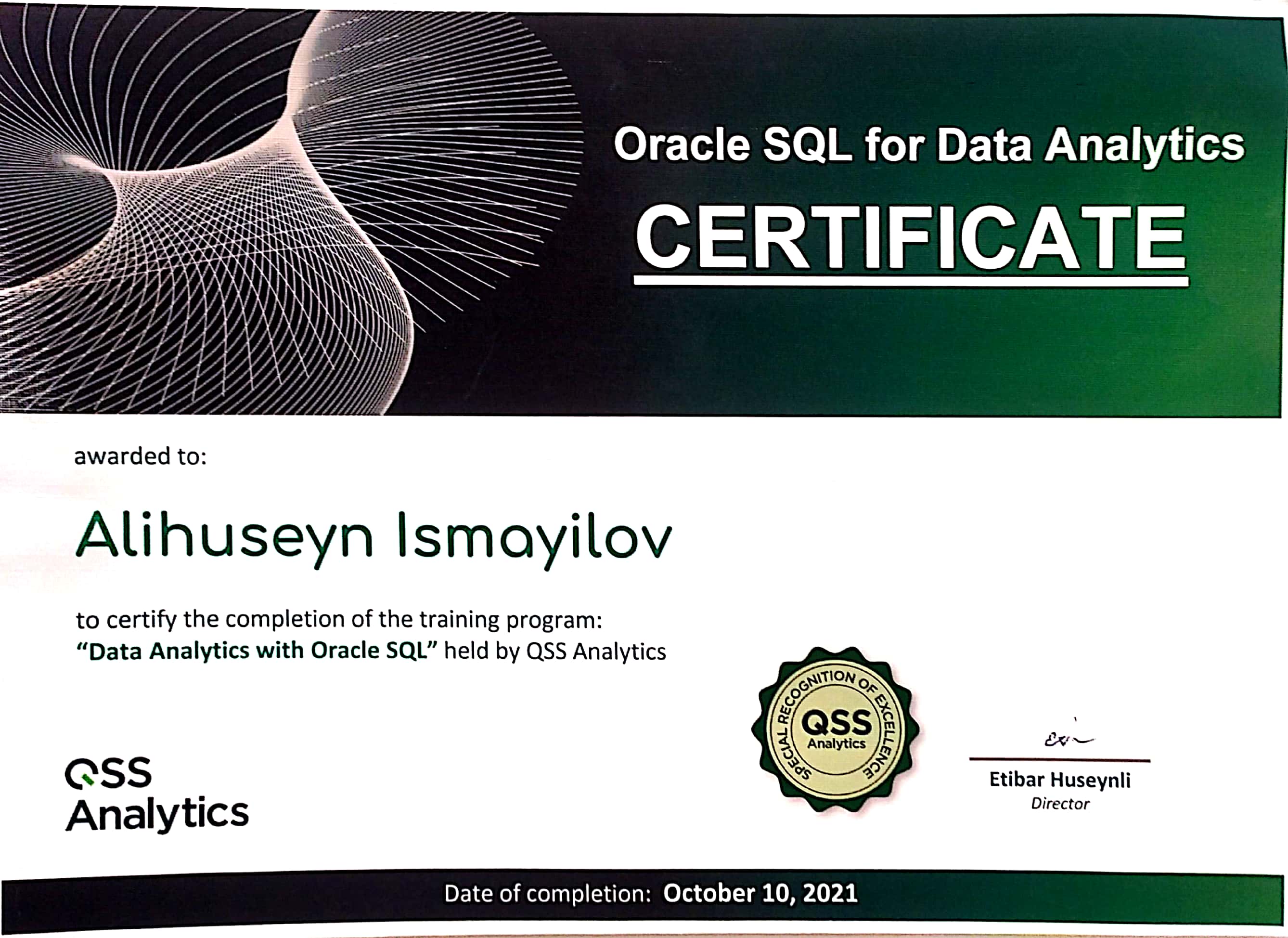 Oracle SQL Certificate